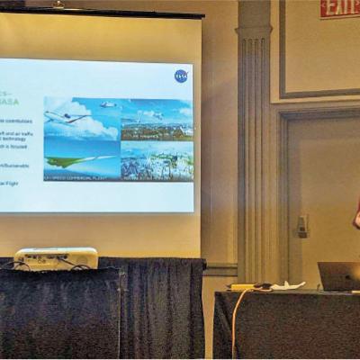 AMA Education Development Coordinator Gwen Mathis shares NASA educational materials with attendees of the Hoosier Association of Science Teachers, Inc. Conference in Indianapolis. 