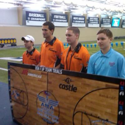 Joseph Szczur (left) pictured with Academy of Model Aeronautics (AMA) President Bob Brown (right) at the F3A Team Trials in Akron, Ohio