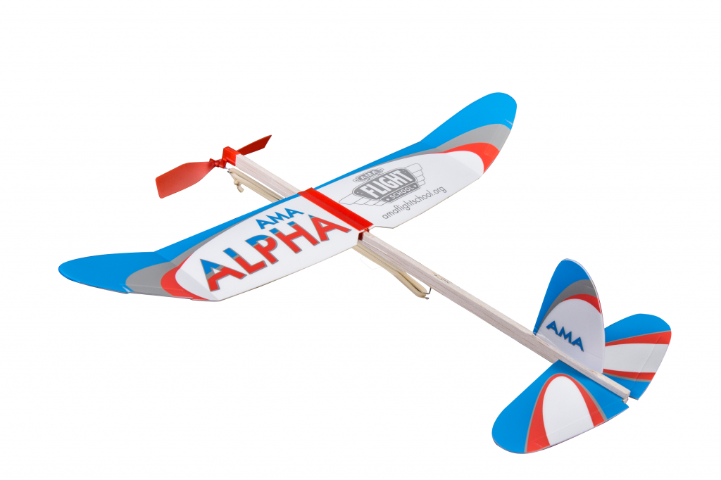 AMA Alpha rubber powered balsa wood model aircraft