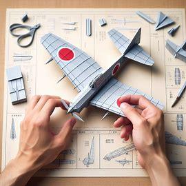 Japanese Zero model airplane being assembled
