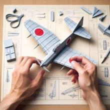 Japanese Zero model airplane being assembled