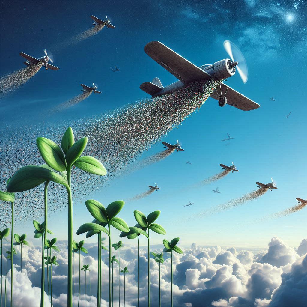 planes dropping seeds from the sky