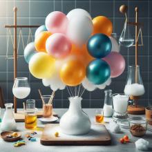 a visual of air, fluid, and density, water bottle and balloon experiment