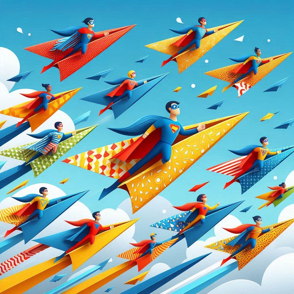Superhero paper airplanes