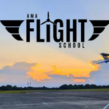 AMA Flight School Logo with a modeler flying 