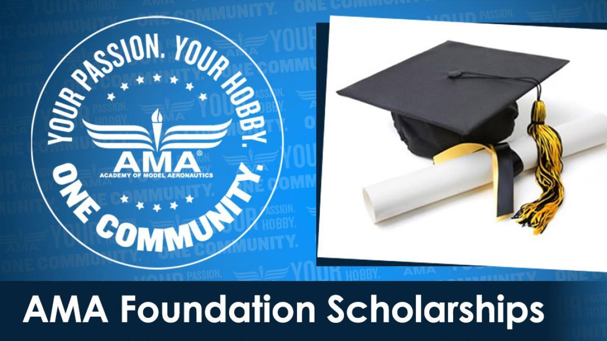 AMA logo and graduation cap with diploma, text "AMA Foundation Scholarships."